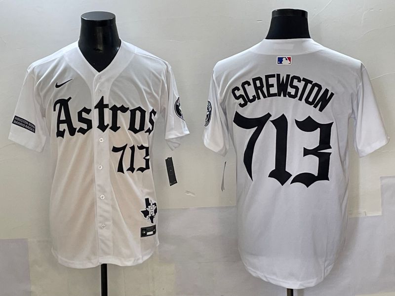 Men 2025 Houston Astros 713 Screwston White Five generations Joint Name Nike MLB Jersey style 10